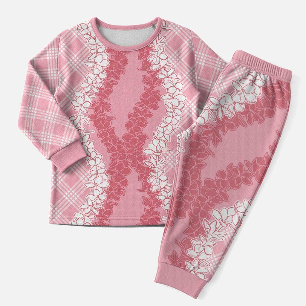 Hawaii Aloha Plumeria Lei Pink Palaka Christmas Pajama Set - Polynesian Pride