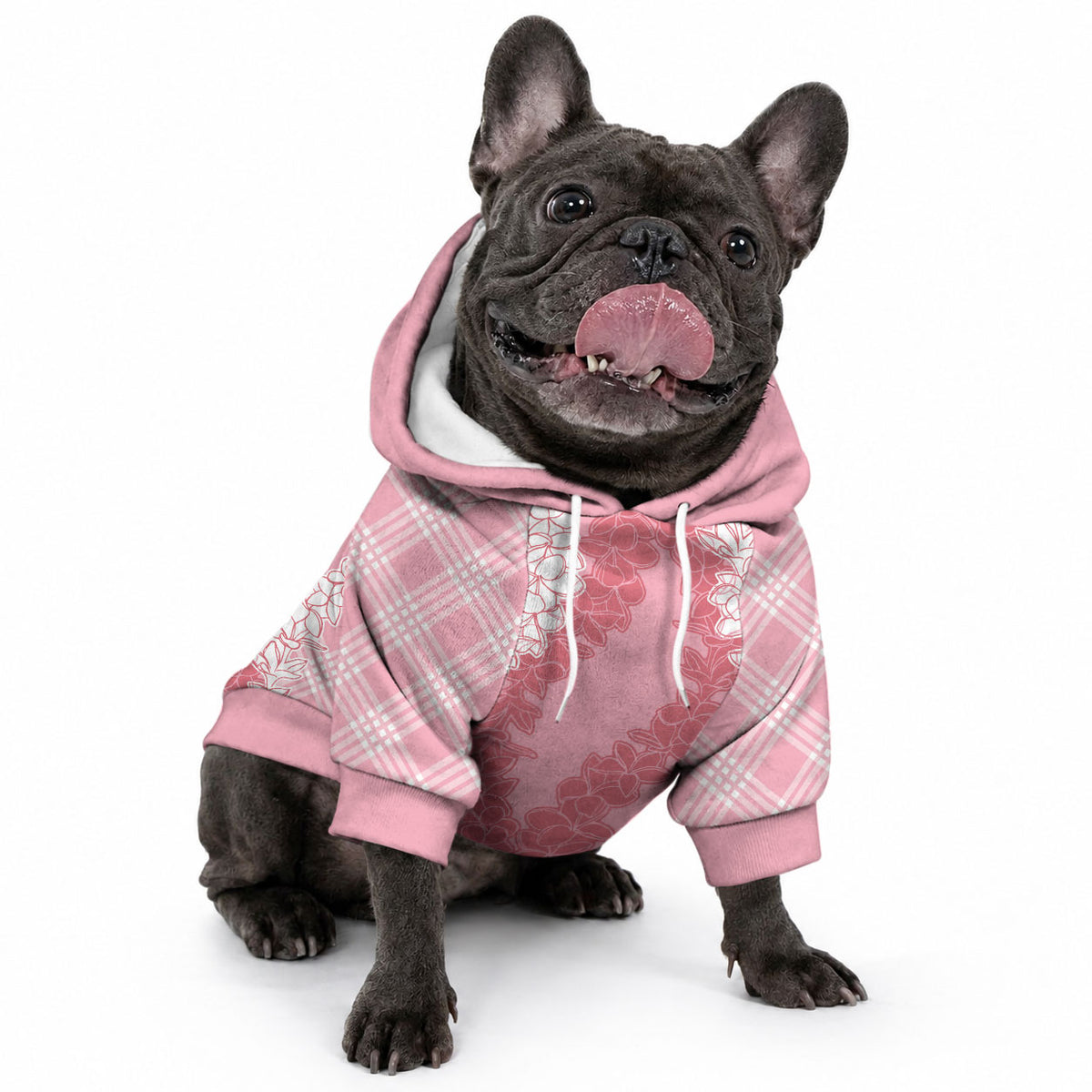 Hawaii Aloha Plumeria Lei Pink Palaka Pet Hoodie