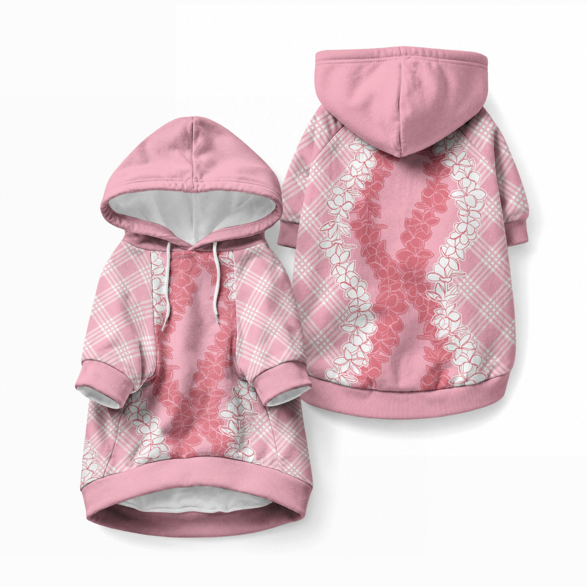 Hawaii Aloha Plumeria Lei Pink Palaka Pet Hoodie