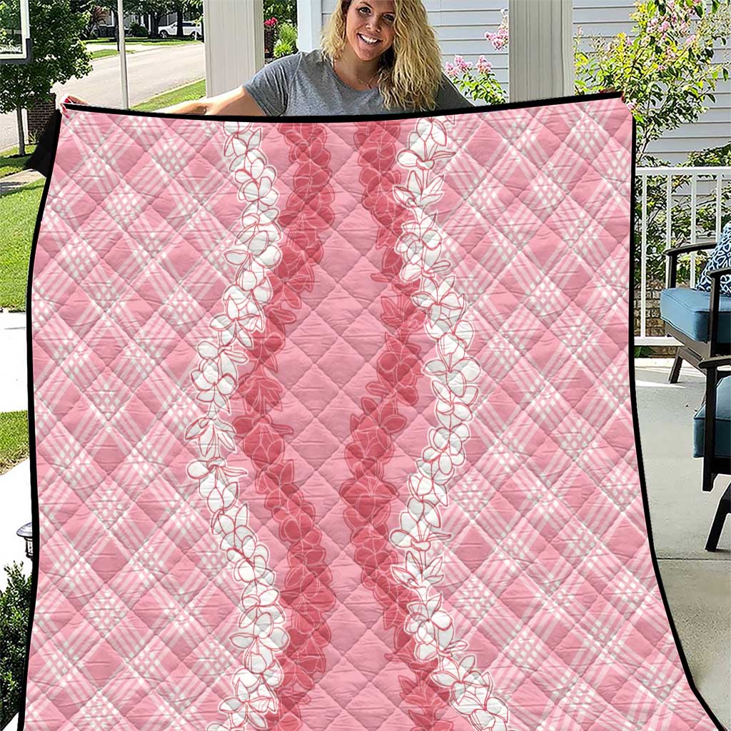 Hawaii Aloha Plumeria Lei Pink Palaka Quilt - Polynesian Pride