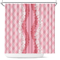 Hawaii Aloha Plumeria Lei Pink Palaka Shower Curtain - Polynesian Pride