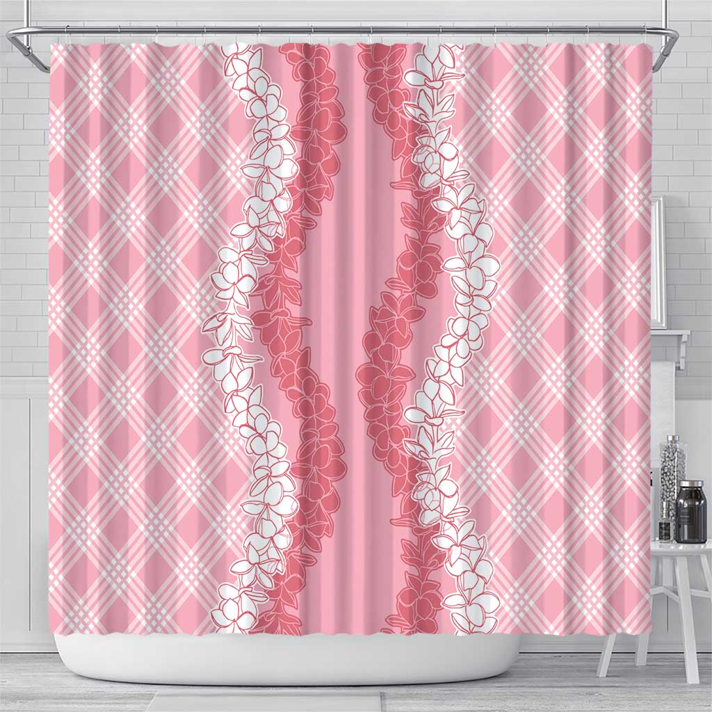 Hawaii Aloha Plumeria Lei Pink Palaka Shower Curtain - Polynesian Pride