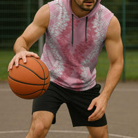 Hawaii Aloha Plumeria Lei Pink Palaka Sleeveless Hoodie - Polynesian Pride