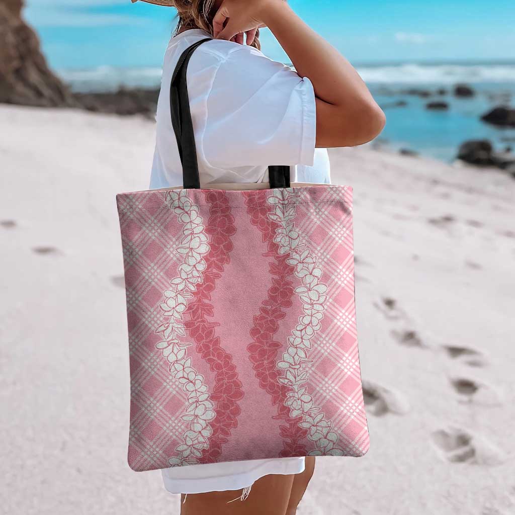 Hawaii Aloha Plumeria Lei Pink Palaka Tote Bag - Polynesian Pride