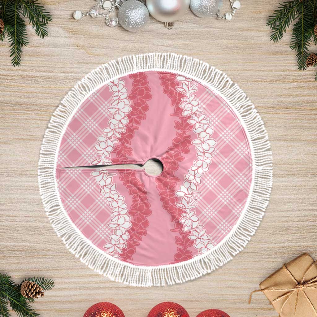 Hawaii Aloha Plumeria Lei Pink Palaka Tree Skirt - Polynesian Pride
