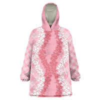 Hawaii Aloha Plumeria Lei Pink Palaka Wearable Blanket Hoodie - Polynesian Pride