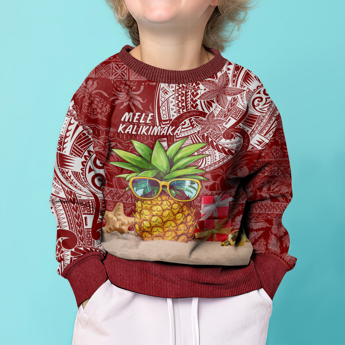 Mele Kalikimaka Hawaii Christmas Kid Ugly Christmas Sweater Pineapple Party LT7 - Polynesian Pride