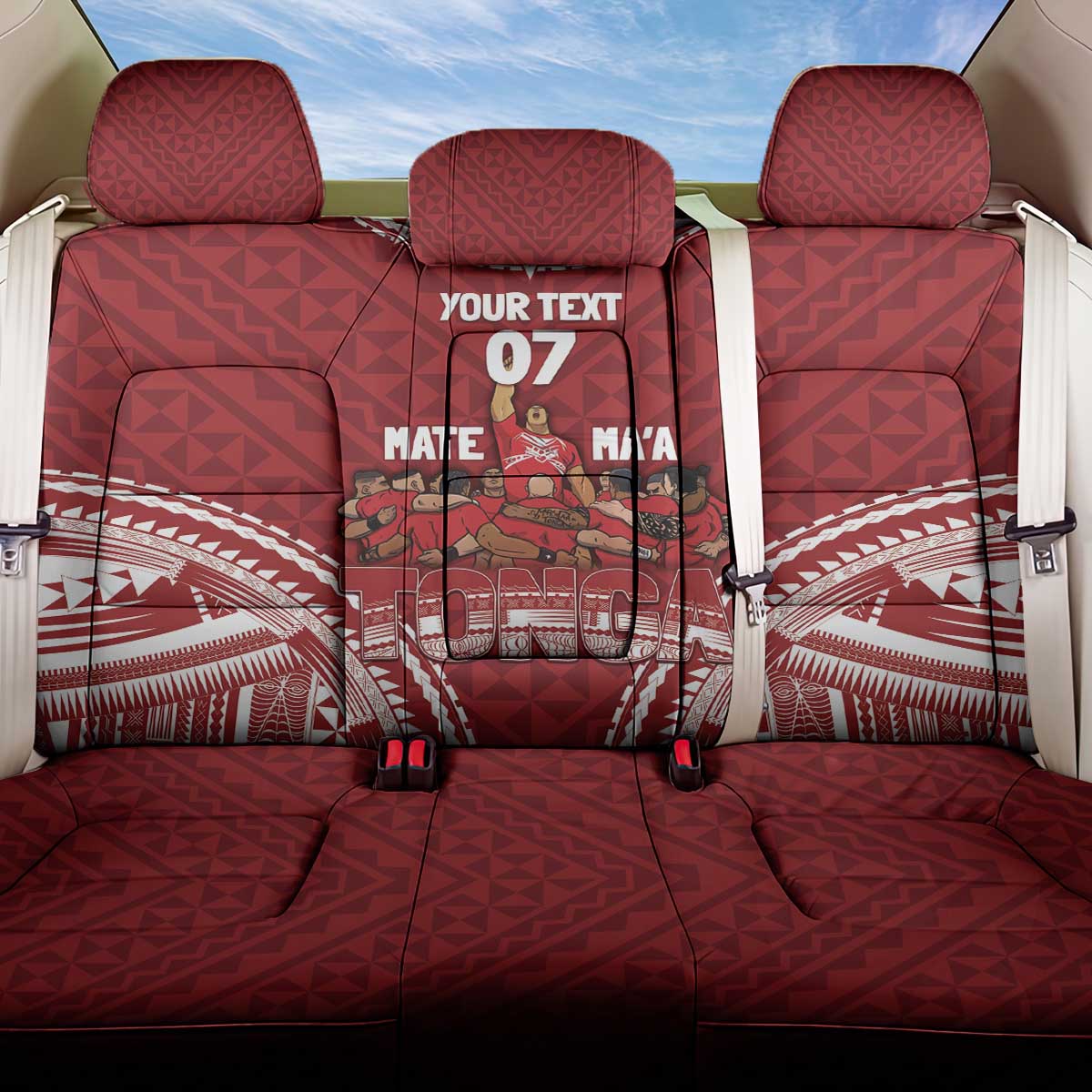 Personalized Mate Maa Tonga Rugby Back Car Seat Cover Ofa Atu Tonga