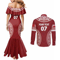 Personalized Mate Maa Tonga Rugby Couples Matching Mermaid Dress and Long Sleeve Button Shirt Ofa Atu Tonga