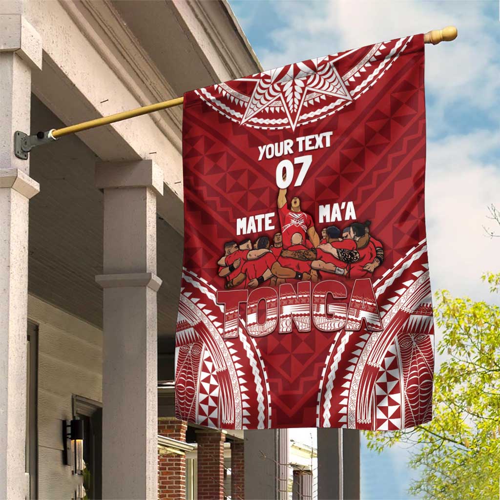 Personalized Mate Maa Tonga Rugby Garden Flag Ofa Atu Tonga