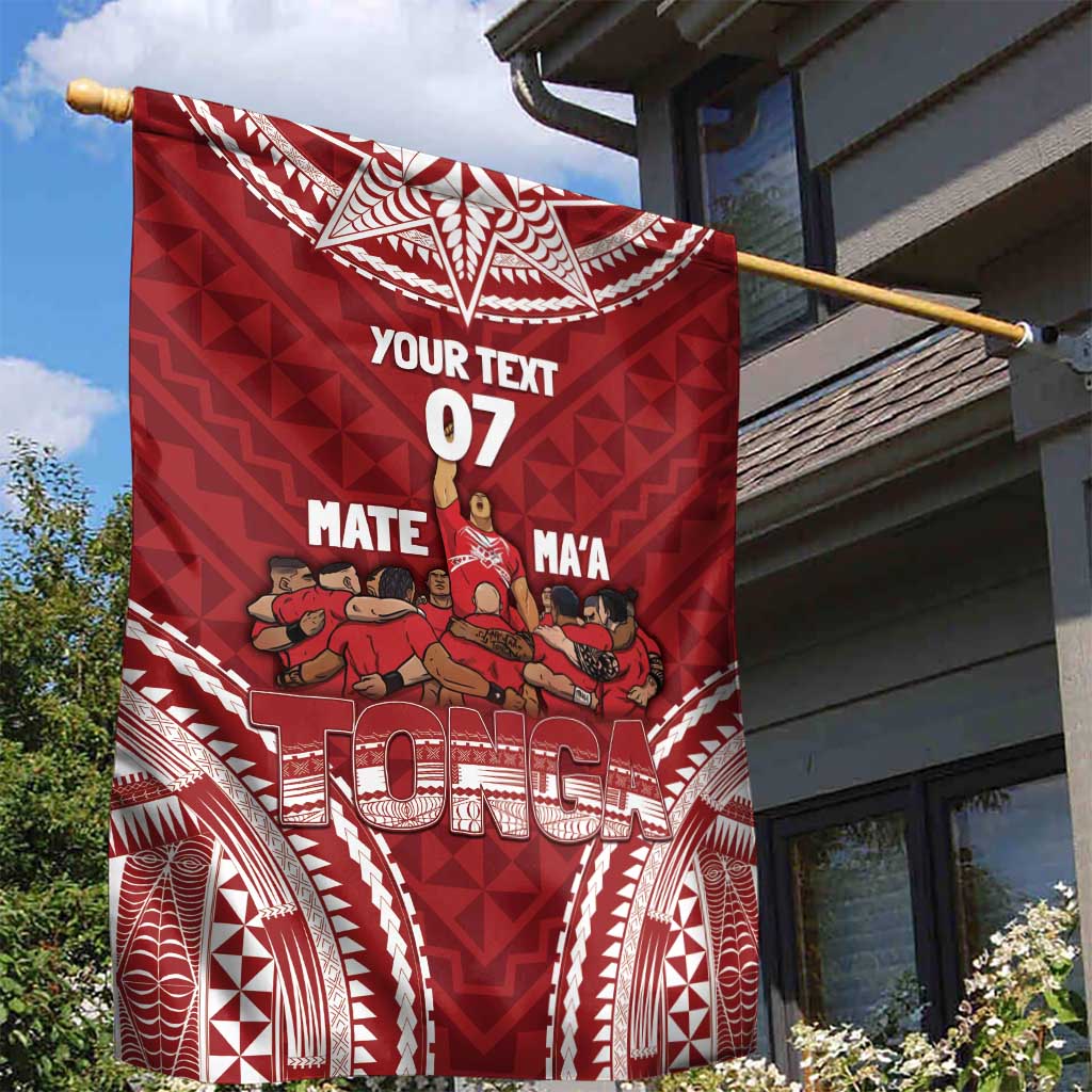Personalized Mate Maa Tonga Rugby Garden Flag Ofa Atu Tonga
