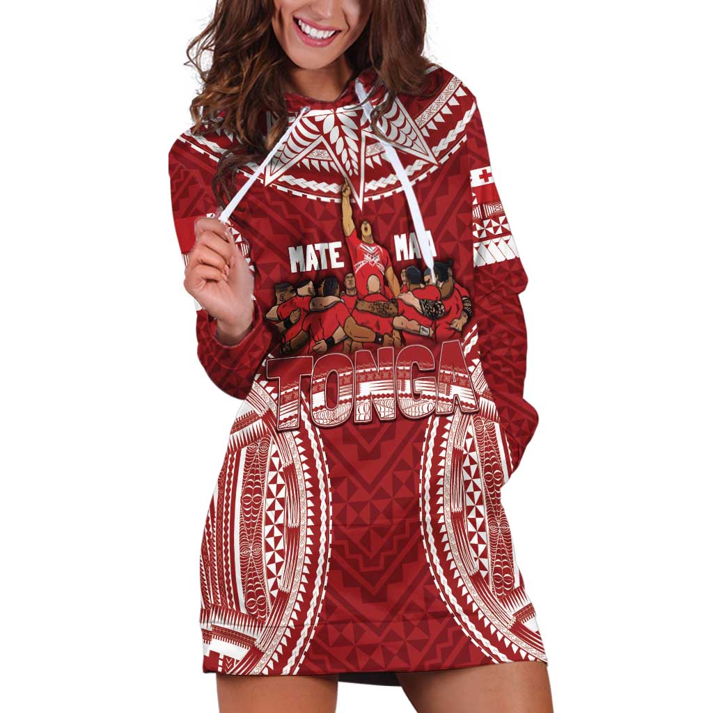 Personalized Mate Maa Tonga Rugby Hoodie Dress Ofa Atu Tonga LT7 Red - Polynesian Pride