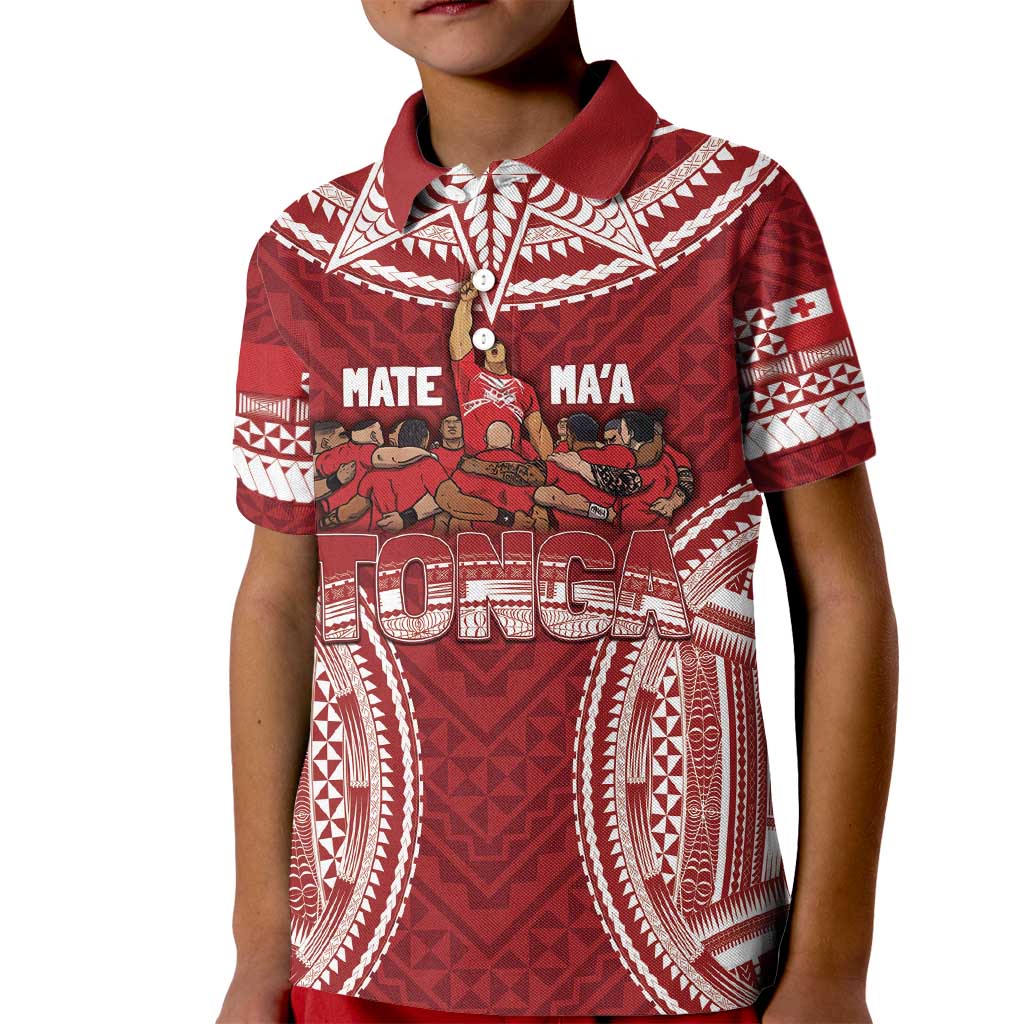 Personalized Mate Maa Tonga Rugby Kid Polo Shirt Ofa Atu Tonga LT7 Kid Red - Polynesian Pride