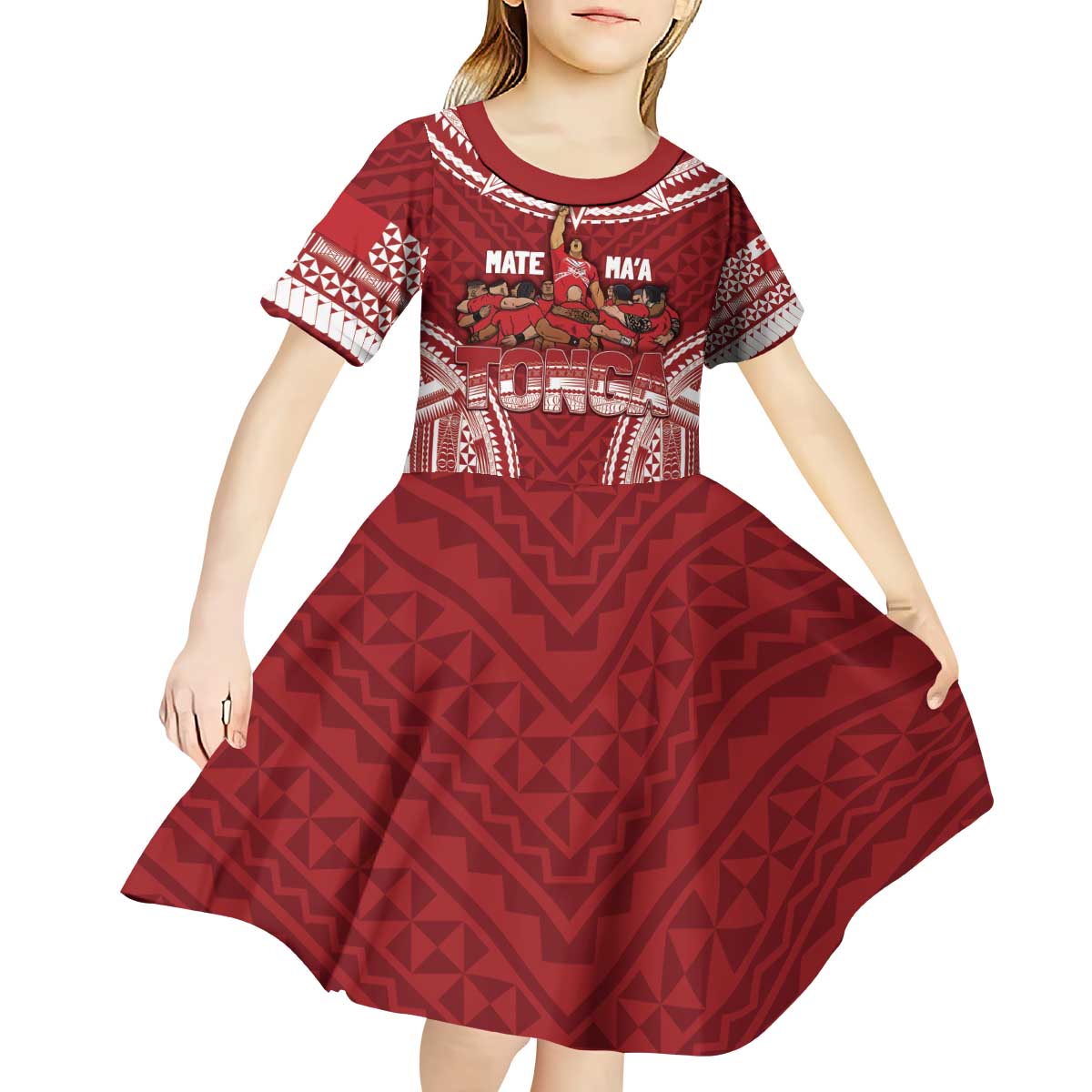 Personalized Mate Maa Tonga Rugby Kid Short Sleeve Dress Ofa Atu Tonga