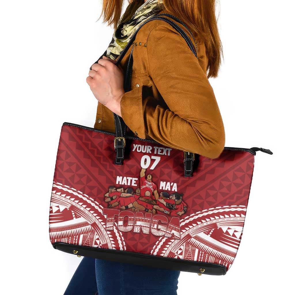 Personalized Mate Maa Tonga Rugby Leather Tote Bag Ofa Atu Tonga