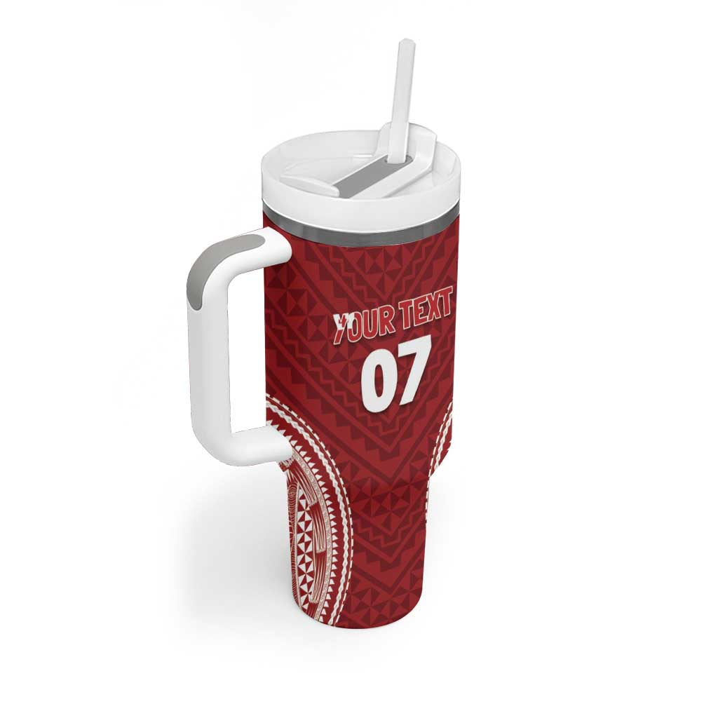 Personalized Mate Maa Tonga Rugby Tumbler With Handle Ofa Atu Tonga