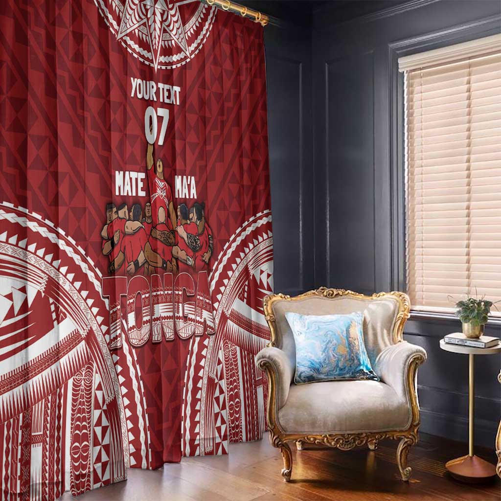 Personalized Mate Maa Tonga Rugby Window Curtain Ofa Atu Tonga