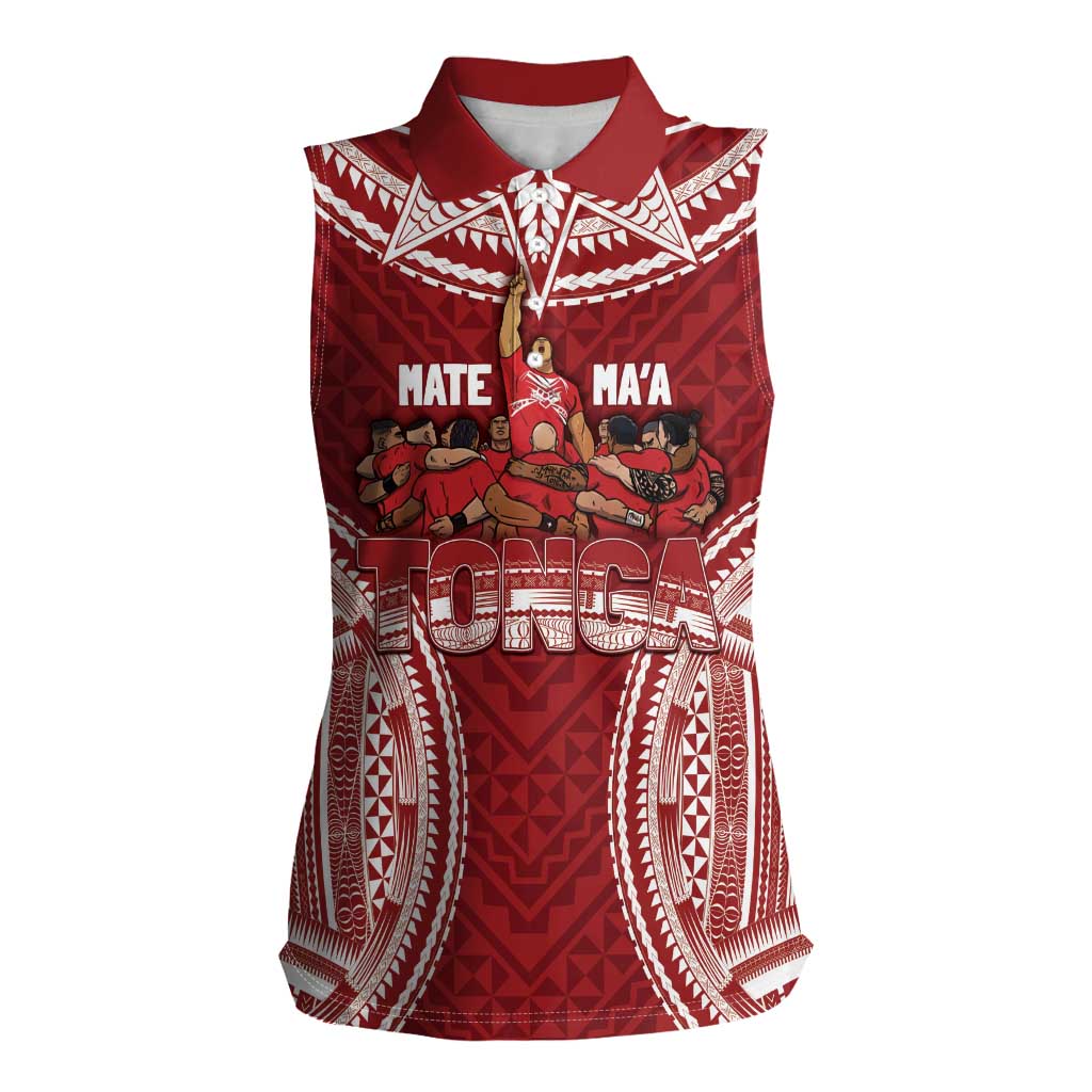 Personalized Mate Maa Tonga Rugby Women Sleeveless Polo Shirt Ofa Atu Tonga