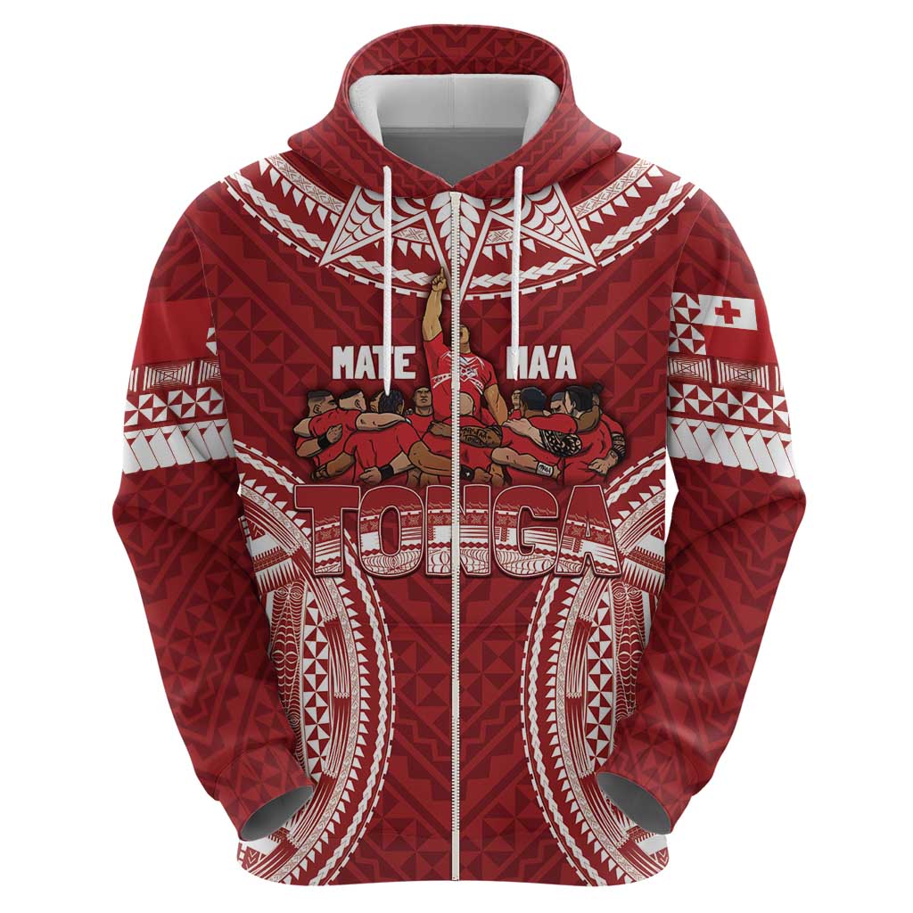 Personalized Mate Maa Tonga Rugby Zip Hoodie Ofa Atu Tonga LT7 - Polynesian Pride