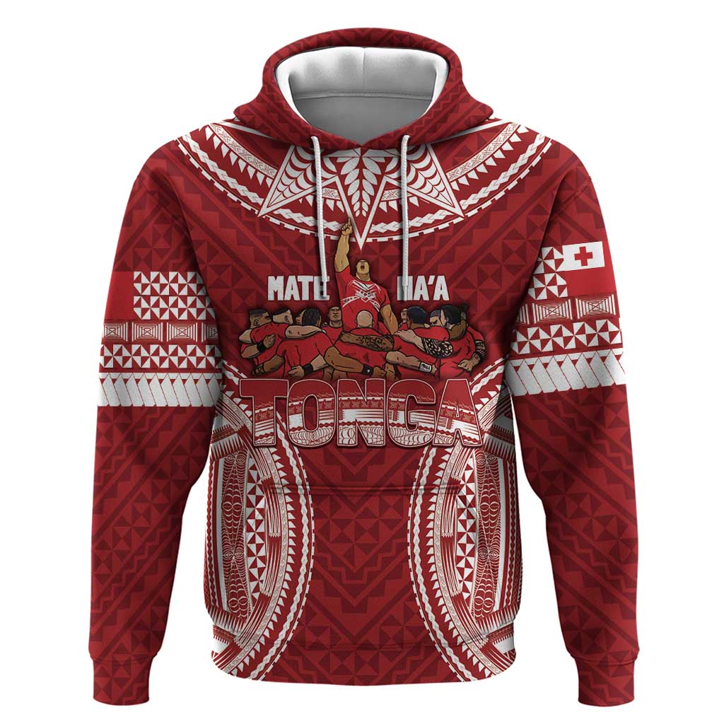 Personalized Mate Maa Tonga Rugby Zip Hoodie Ofa Atu Tonga LT7 Pullover Hoodie Red - Polynesian Pride