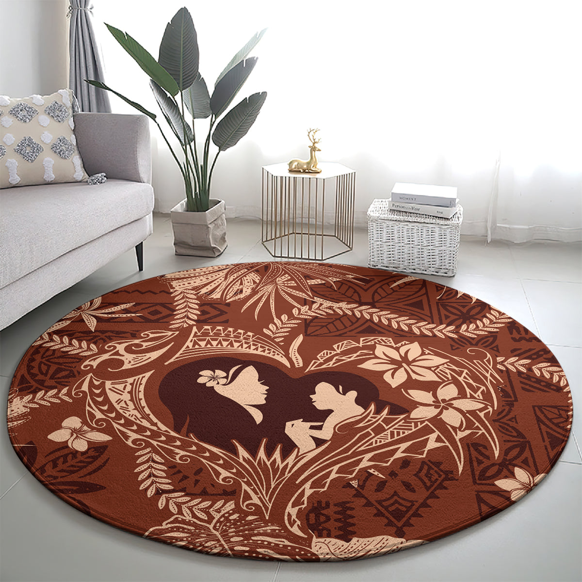 Hawaii Plumeria Round Carpet Hau'oli la Makuahine Sunburned LT7 - Polynesian Pride