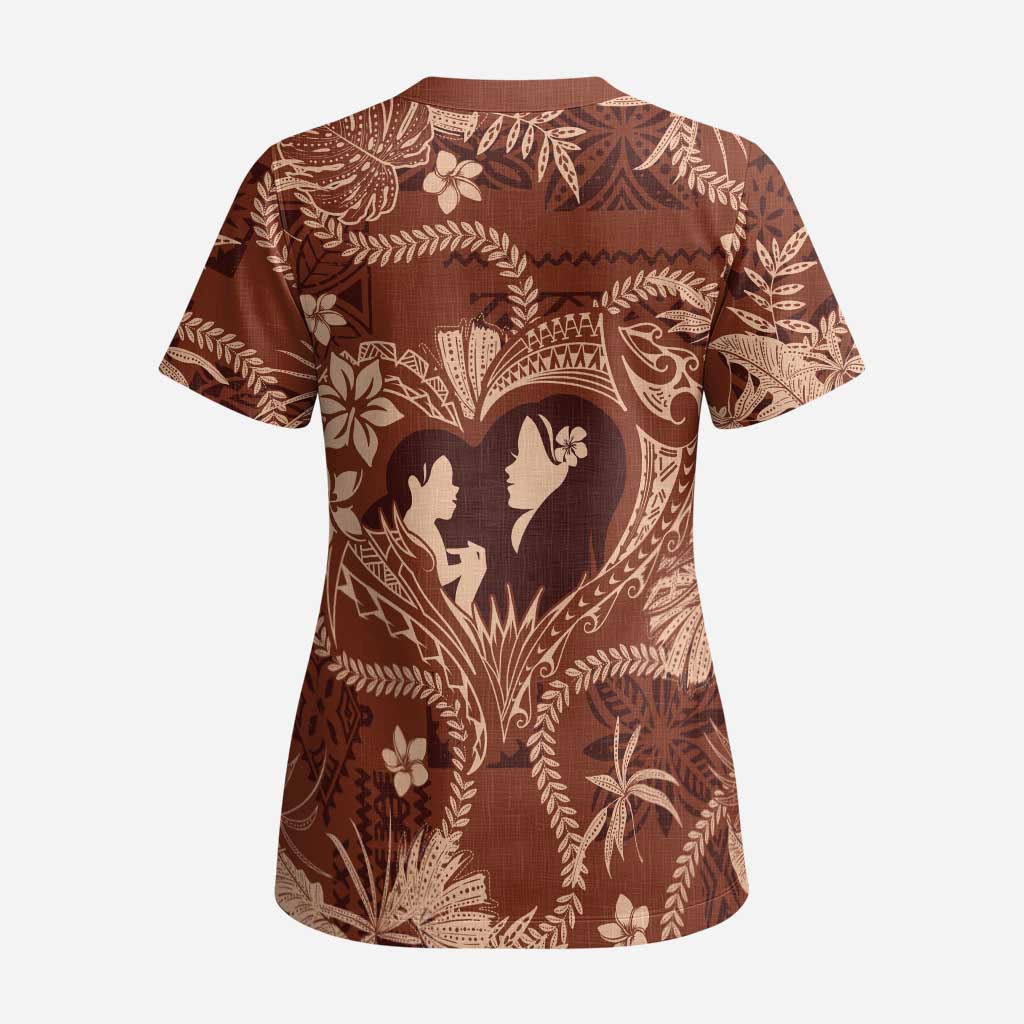 Hawaii Plumeria Scrub Top Hau'oli la Makuahine Sunburned - Polynesian Pride