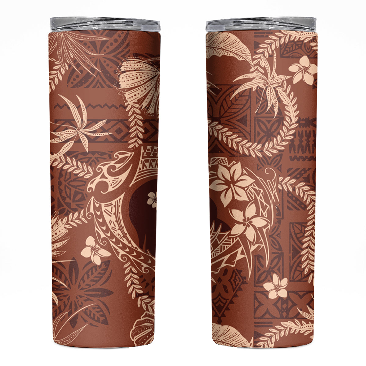 Hawaii Plumeria Skinny Tumbler Hau'oli la Makuahine Sunburned