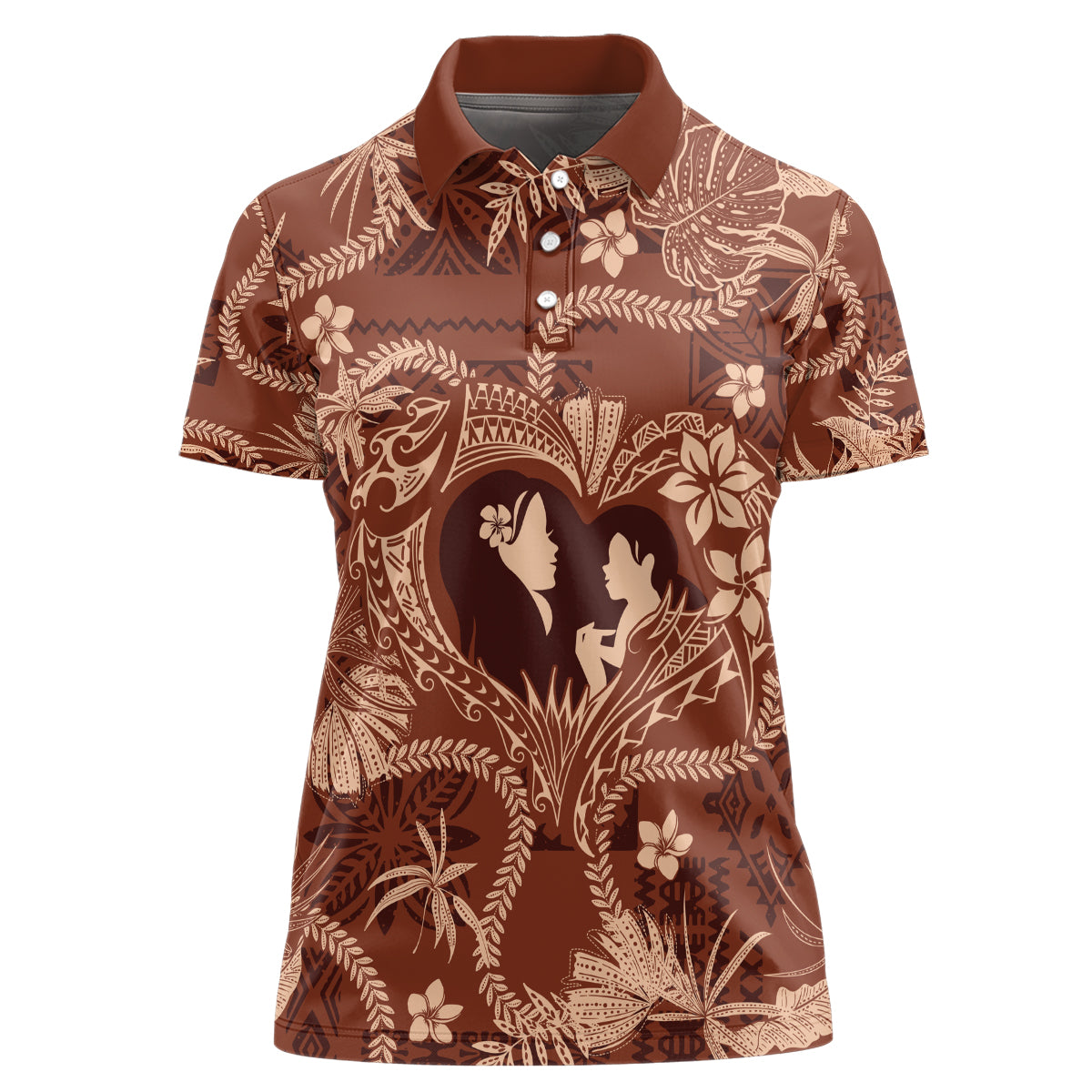 Hawaii Plumeria Women Polo Shirt Hau'oli la Makuahine Sunburned LT7 Female Brown - Polynesian Pride