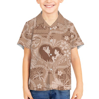 Hawaii Plumeria Kid Hawaiian Shirt Hau'oli la Makuahine Beige LT7 Kid Beige - Polynesian Pride