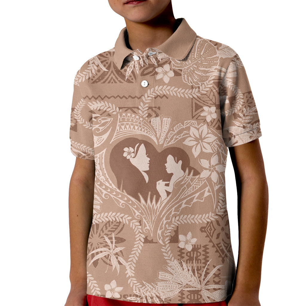 Hawaii Plumeria Kid Polo Shirt Hau'oli la Makuahine Beige LT7 Kid Beige - Polynesian Pride
