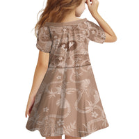 Hawaii Plumeria Kid Short Sleeve Dress Hau'oli la Makuahine Beige LT7 - Polynesian Pride
