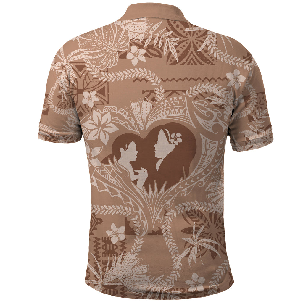 Hawaii Plumeria Polo Shirt Hau'oli la Makuahine Beige LT7 - Polynesian Pride