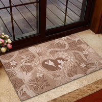 Hawaii Plumeria Rubber Doormat Hau'oli la Makuahine Beige LT7 - Polynesian Pride