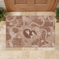 Hawaii Plumeria Rubber Doormat Hau'oli la Makuahine Beige LT7 - Polynesian Pride