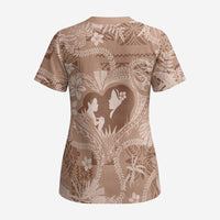 Hawaii Plumeria Scrub Top Hau'oli la Makuahine Beige - Polynesian Pride