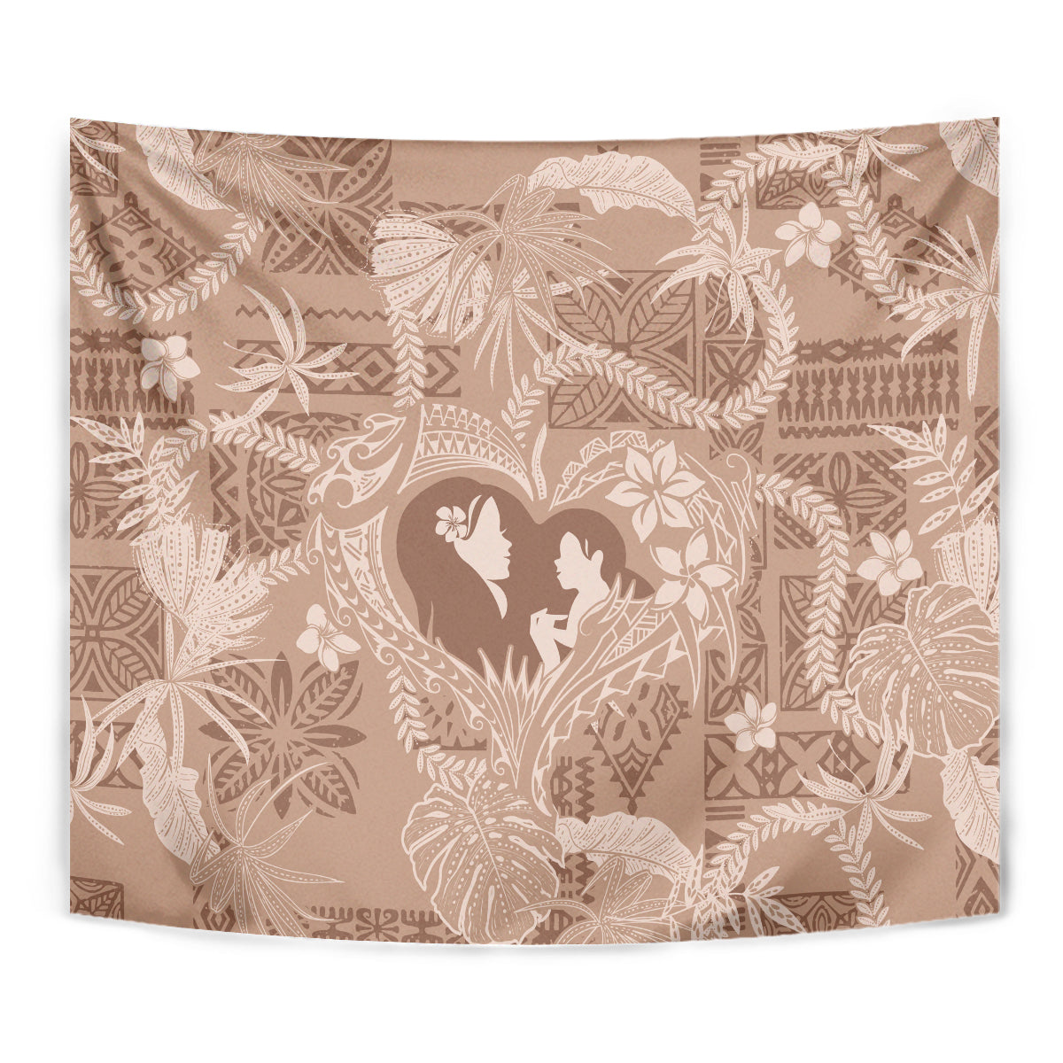 Hawaii Plumeria Tapestry Hau'oli la Makuahine Beige LT7 - Polynesian Pride