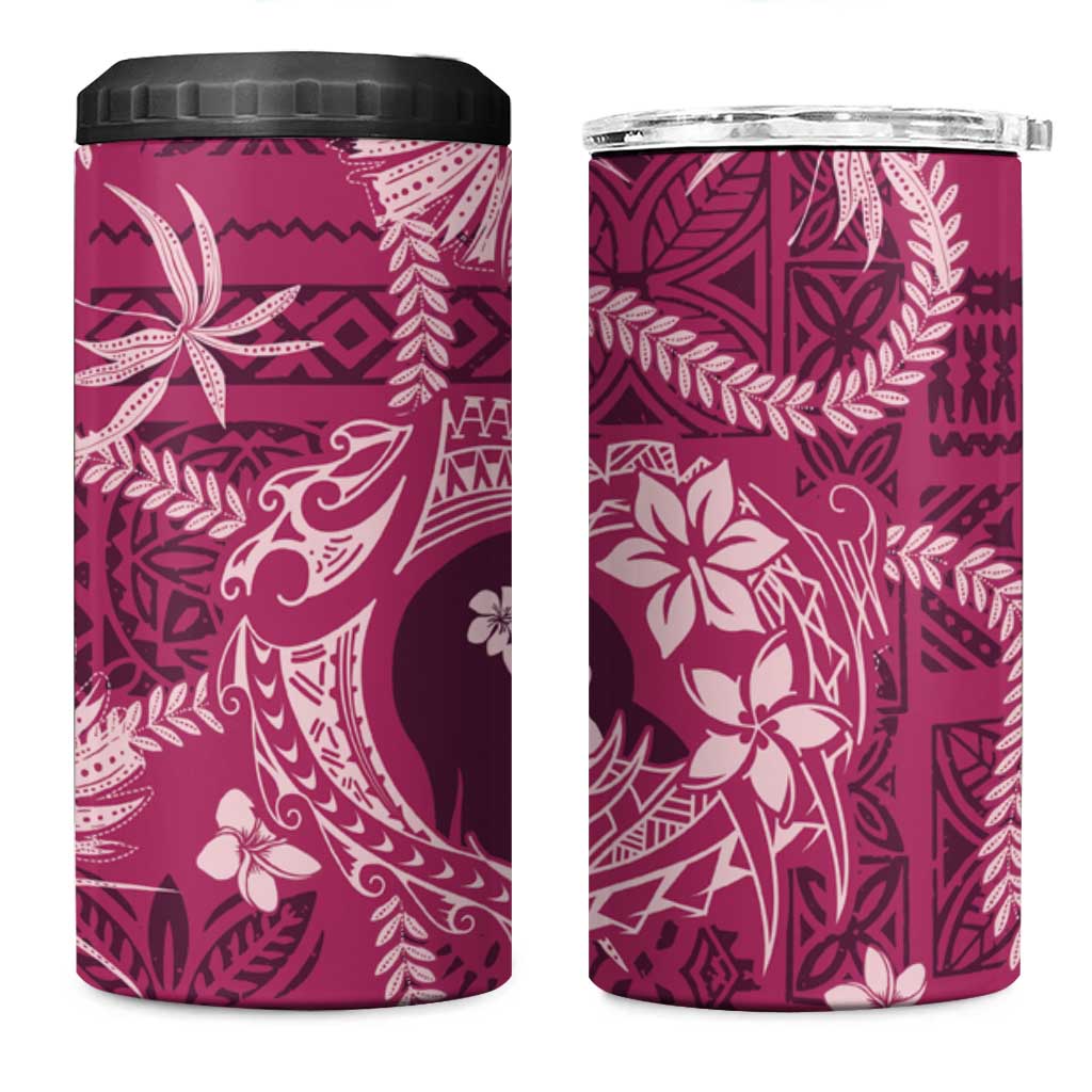 Hawaii Plumeria 4 in 1 Can Cooler Tumbler Hau'oli la Makuahine Rosy