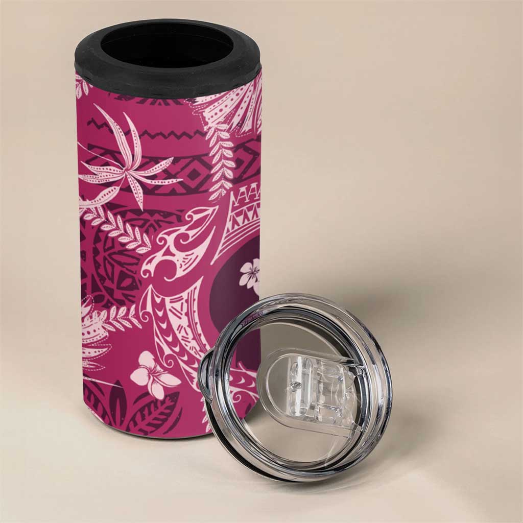 Hawaii Plumeria 4 in 1 Can Cooler Tumbler Hau'oli la Makuahine Rosy