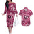 Hawaii Plumeria Couples Matching Off The Shoulder Long Sleeve Dress and Hawaiian Shirt Hau'oli la Makuahine Rosy LT7 Pink - Polynesian Pride