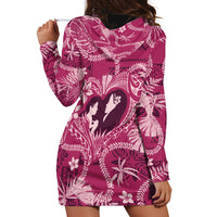 Hawaii Plumeria Hoodie Dress Hau'oli la Makuahine Rosy LT7 - Polynesian Pride