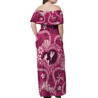 Hawaii Plumeria Off Shoulder Maxi Dress Hau'oli la Makuahine Rosy LT7 - Polynesian Pride