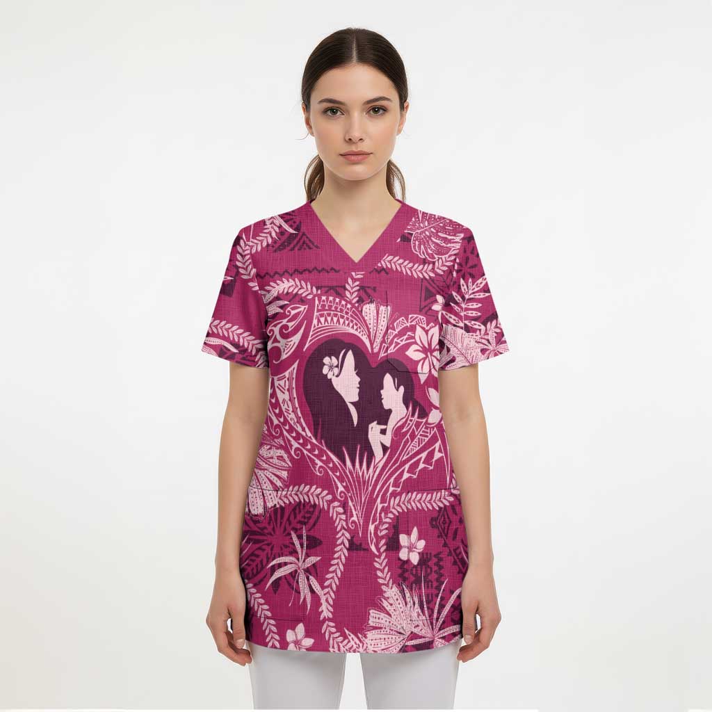 Hawaii Plumeria Scrub Top Hau'oli la Makuahine Rosy - Polynesian Pride