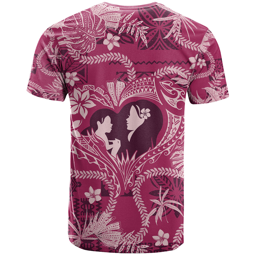 Hawaii Plumeria T Shirt Hau'oli la Makuahine Rosy LT7 - Polynesian Pride