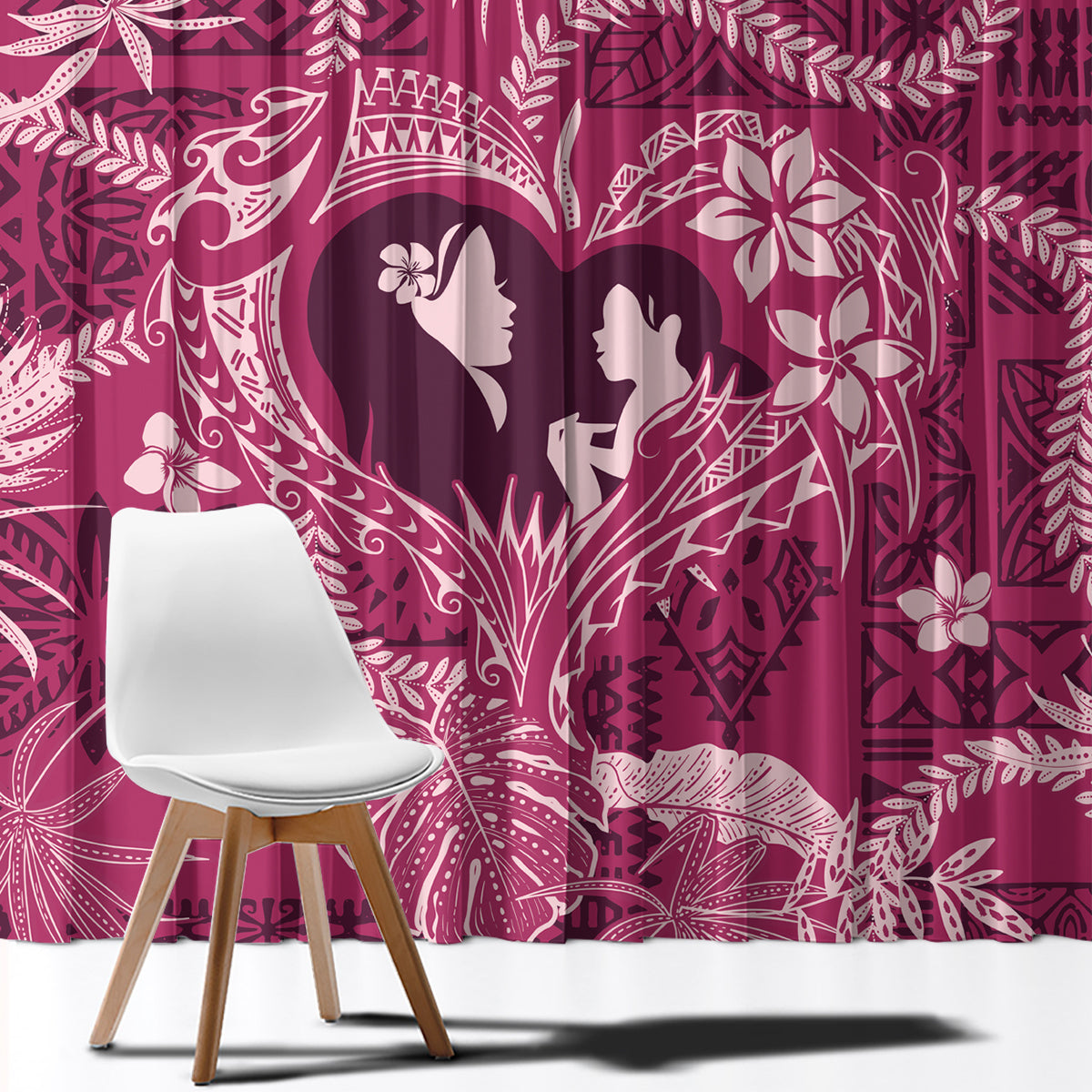 Hawaii Plumeria Window Curtain Hau'oli la Makuahine Rosy LT7 - Polynesian Pride