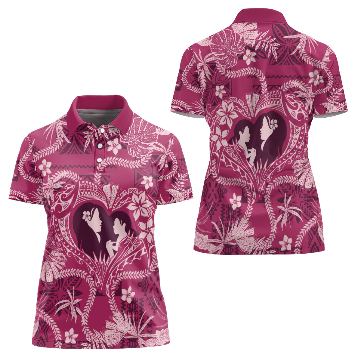 Hawaii Plumeria Women Polo Shirt Hau'oli la Makuahine Rosy LT7 - Polynesian Pride