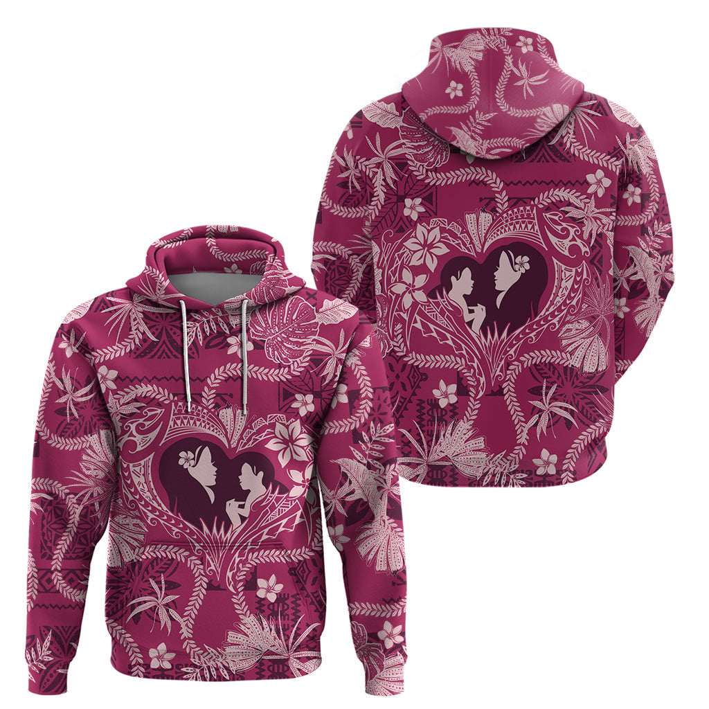 Hawaii Plumeria Zip Hoodie Hau'oli la Makuahine Rosy LT7 - Polynesian Pride