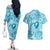 Hawaii Plumeria Couples Matching Off The Shoulder Long Sleeve Dress and Hawaiian Shirt Hau'oli la Makuahine Turquoise LT7 - Polynesian Pride
