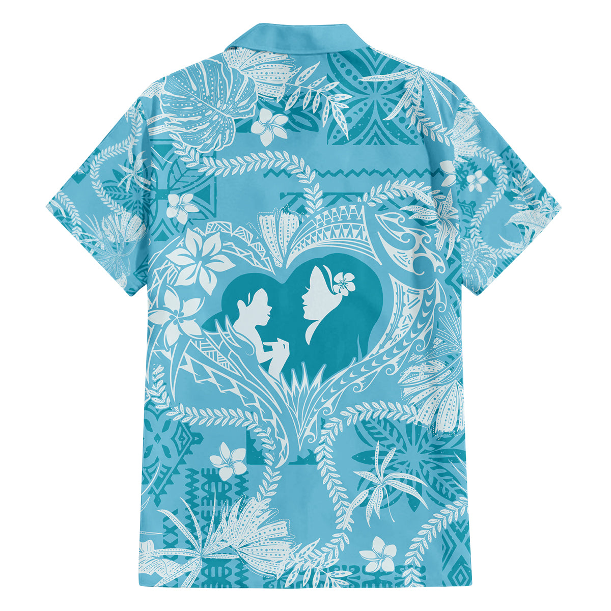 Hawaii Plumeria Family Matching Puletasi and Hawaiian Shirt Hau'oli la Makuahine Turquoise LT7 - Polynesian Pride