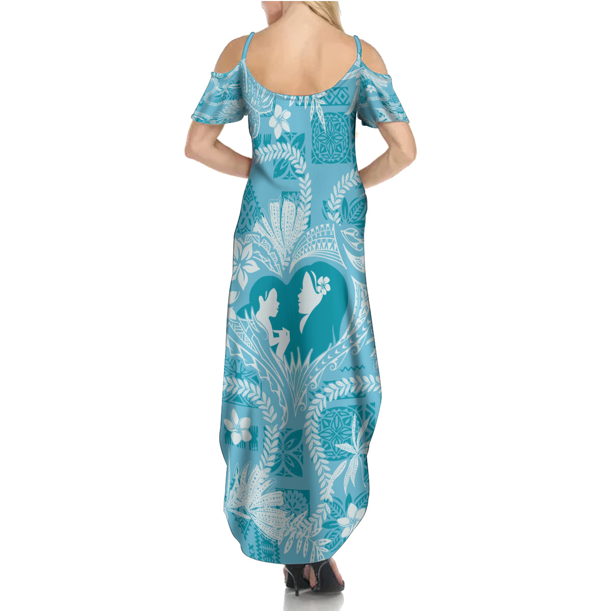 Hawaii Plumeria Family Matching Summer Maxi Dress and Hawaiian Shirt Hau'oli la Makuahine Turquoise LT7 - Polynesian Pride