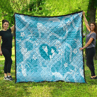Hawaii Plumeria Quilt Hau'oli la Makuahine Turquoise LT7 - Polynesian Pride